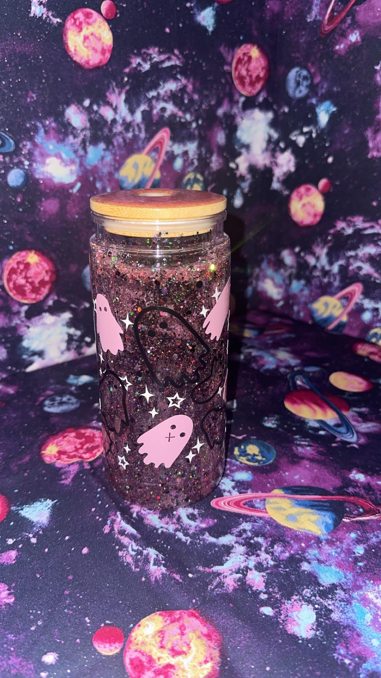 Pink and Black Ghost Tumbler