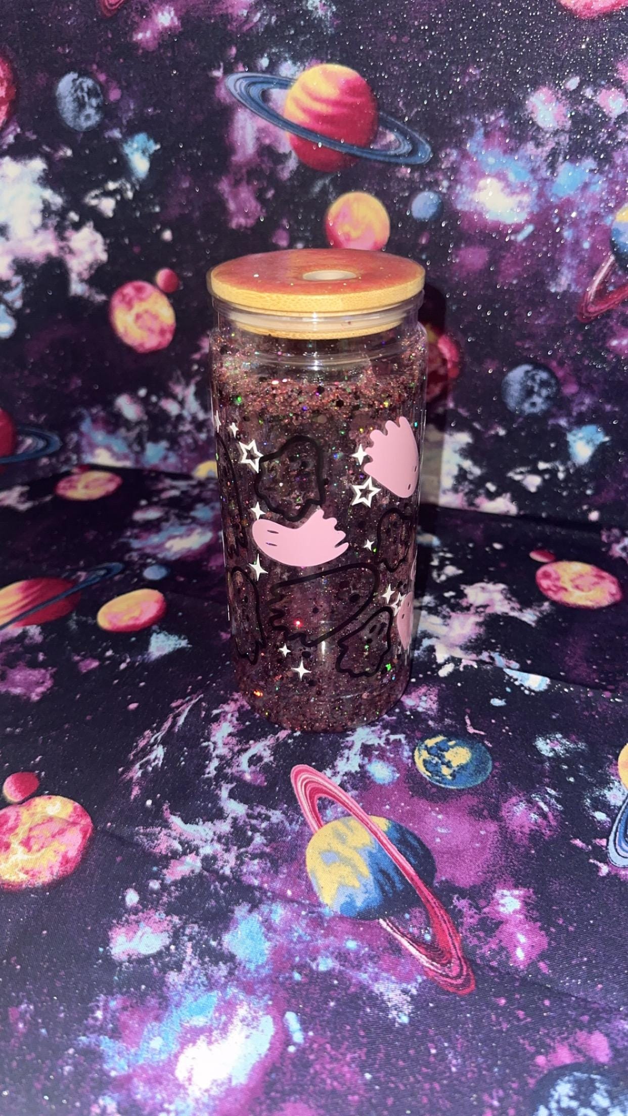 Pink and Black Ghost Tumbler