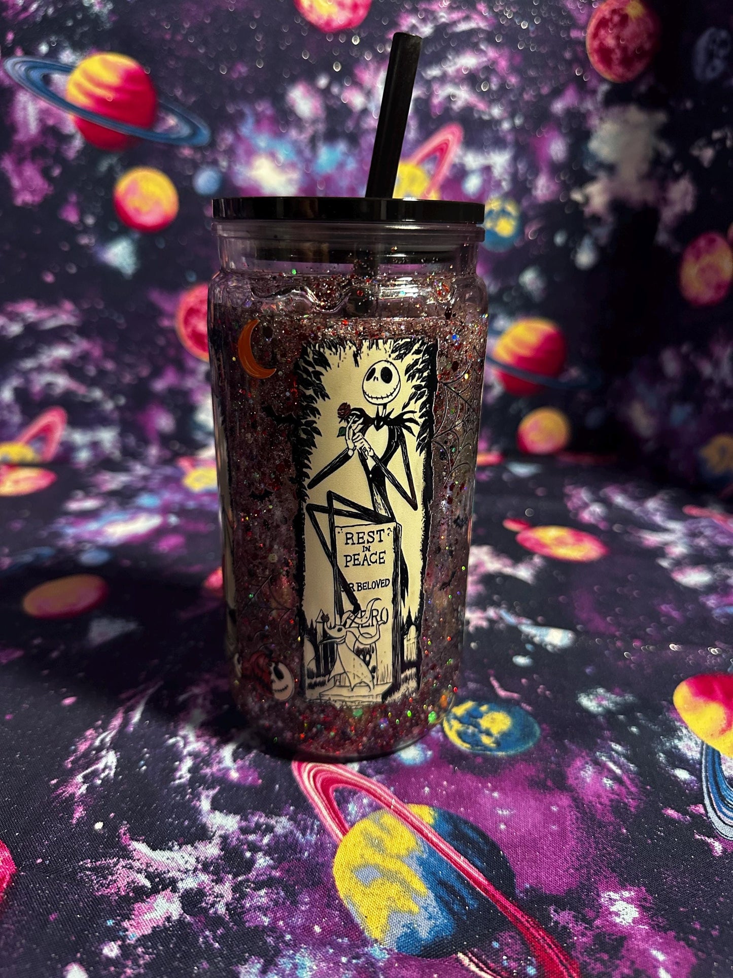 Nightmare Before Christmas Cup | Jack and Sally Oogie Boogie Cup | Tim Burton Snowglobe Tumbler | Dye & Design
