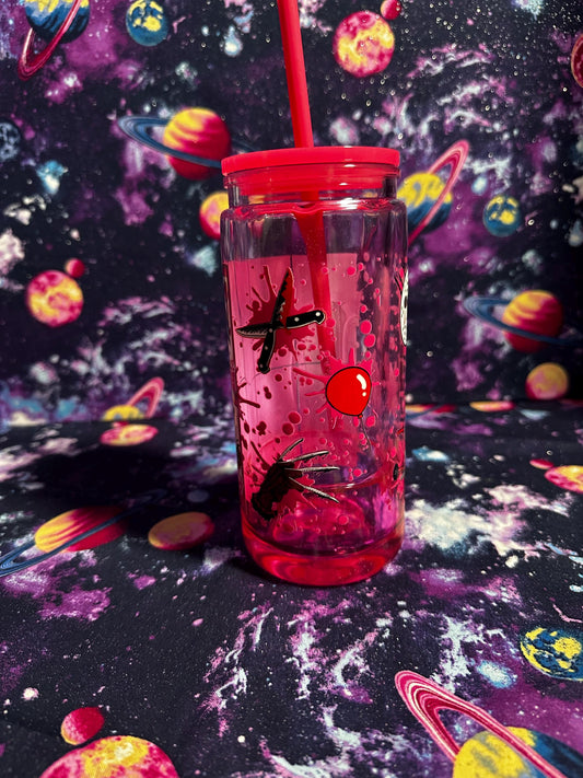 Horror Stitch Cup | Killer Cute Snowglobe Tumbler | Jason Freddy Ghostface Inspired Cup | Horror Gift | Dye & Design